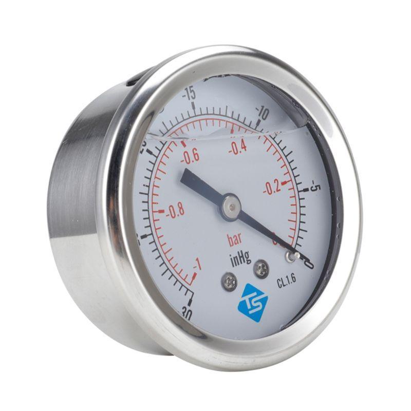 Upgraded Vacuum Pressure Gauge 1/4 BSPT Vacuum Gauge Back Mount for Air Compressor Water Oil Metal Frame -30 0-30