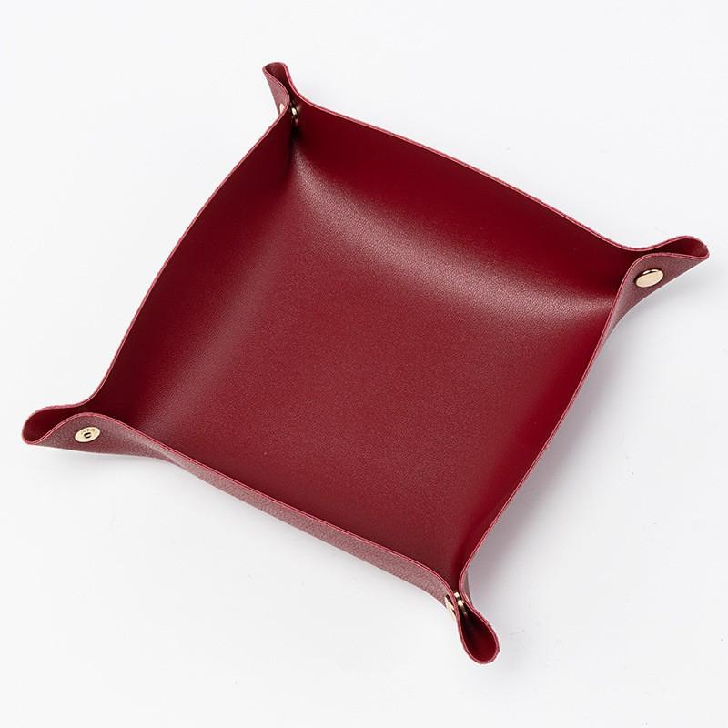 

Nordic Style Leather Storage Tray Desktop Organizer For Key Jewelry Cosmetic Storage Box Folding Organizer Home Decoration 15x15cm
