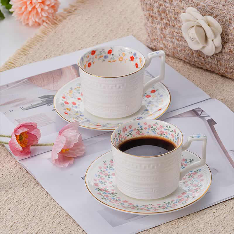 Monet Garden Bone China Couple Coffee Cup Gift Set