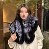 New Women Winter Real Rex Rabbit Fur Scarf Shawl Warm Soft Silver Fox Fur Scarves Female Fashion 100% Real Rex Rabbit Fur Poncho