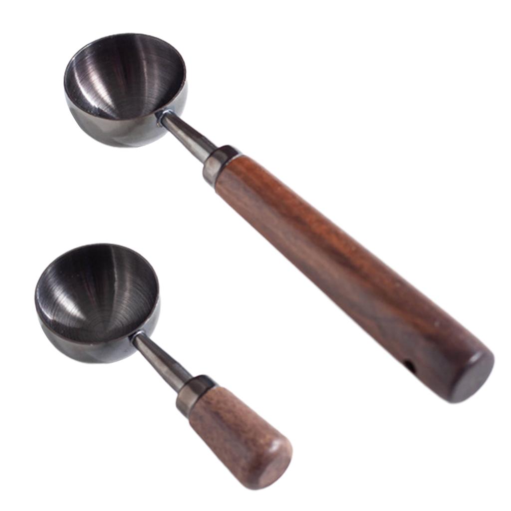 Stainless Steel Coffee Spoon with Walnut Wood Handle Tablespoon Baking Measuring Spoon Coffee Bean and Powder Scoop