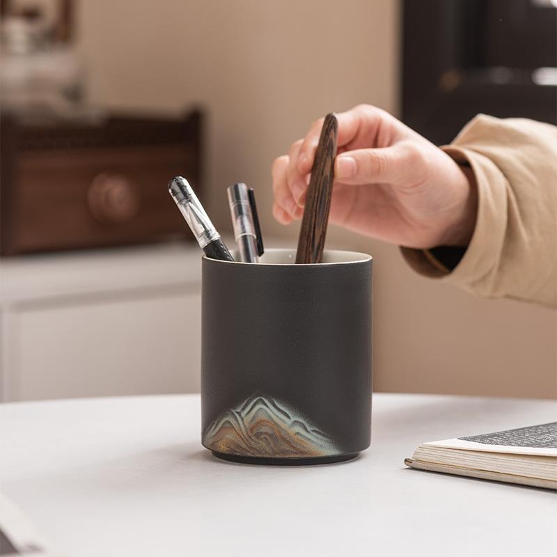 Yuanshan čajová miska Guochao keramická retro mistrovská miska lehký luxus ručně malovaný šálek na čaj čajová souprava jeden šálek high-end držák na pera