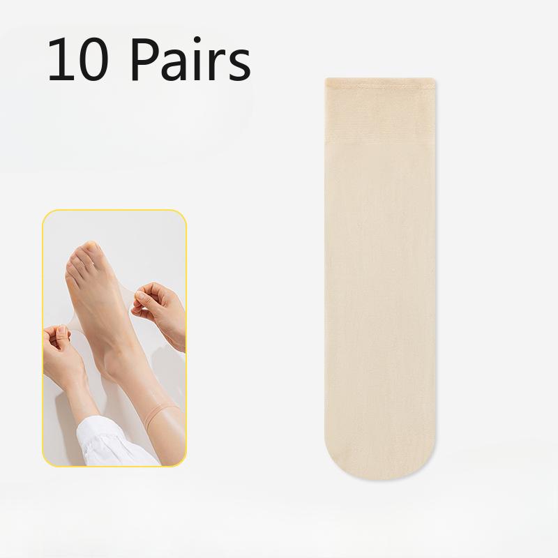 

10 пар женских летних тонких хрустальных носков из кристального шелка, устойчивых к износу 10 Pairs