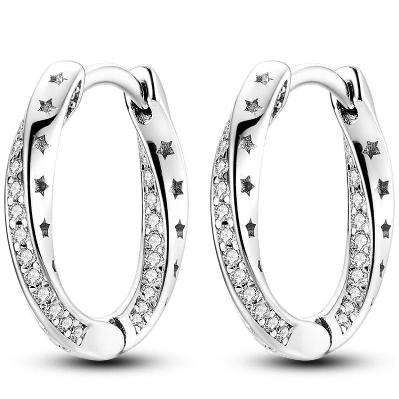 Sales100 % S925 Sterling Silber Sterne Mond Herzförmige Frauen Ohrringe Fit Original Ohrringe Hochzeit Edlen Schmuck Geschenke