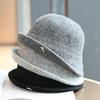 New Sheep Wool Fisherman'S Hat Women'S Autumn And Winter French Retro Curled Top Hat Gold Label Fashion Warm Pot Hat
