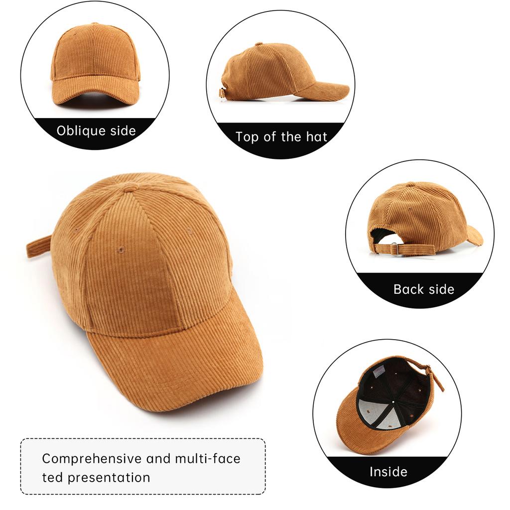 Men's Hats 2026 New Versatile Corduroy Autumn and Winter Baseball Caps for Teenagers, Couples, Students, Women's Outdoor Sports Caps for Hiking