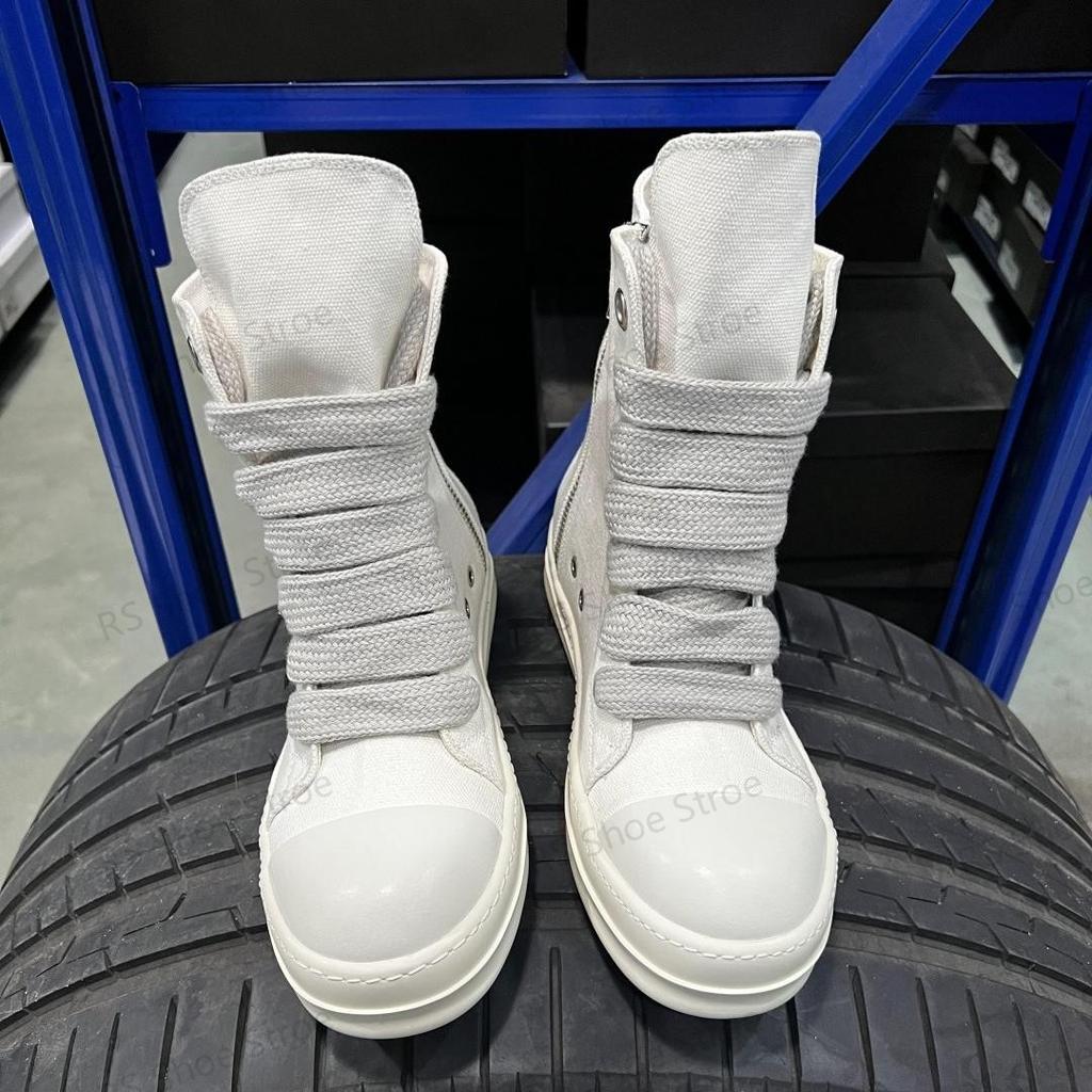 Luxusní tenisky Béžové plátno Vysoké boty Neformální boty Kvalitní pánské boty Klasický design Obří tkaničky Dámské tenisky Kotníkové boty