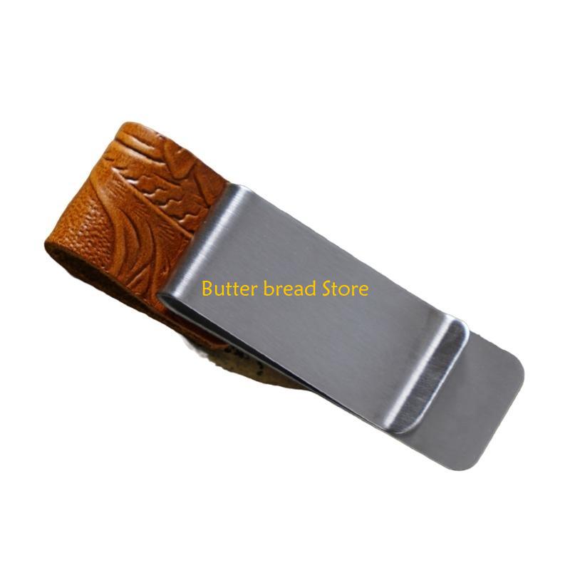 W89C Leather Pen Holder with Clip Notebook Pen Holder Leather Pen Sleeve for Journal