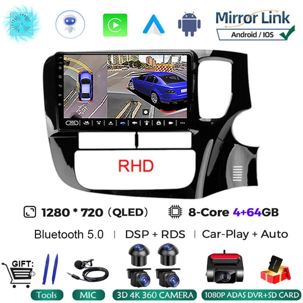 9 Inch Android 14 For Mitsubishi Outlander 3 GF0W GG0W RHD 2012 - 2018 Car Radio Autoradio Navigation GPS ADAS SWC Multimedia 4G