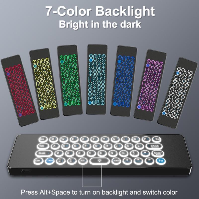 2 In 1 Air Mouse Voice Control RGB Backlit 2.4G Wireless Air Mouse Remote Control with 6-axis Gyroscope USB Receiver