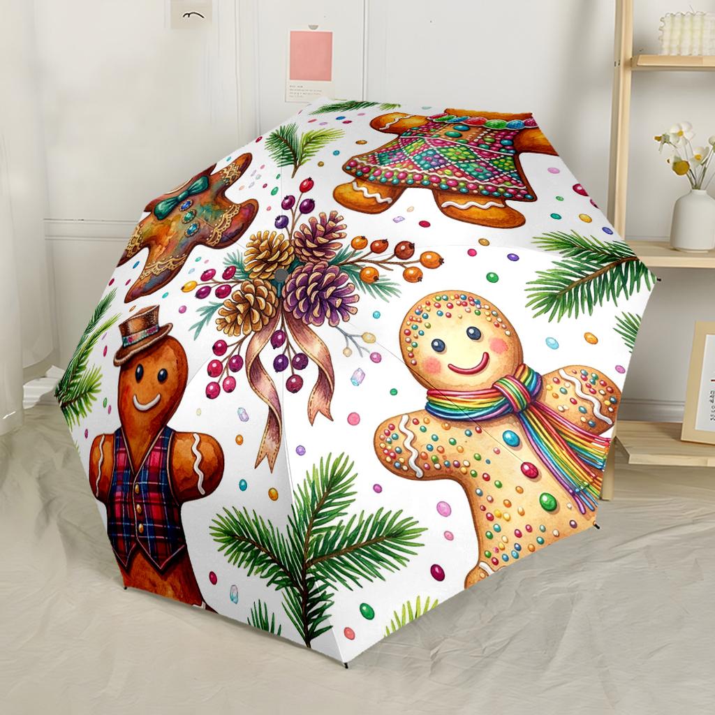 Christmas Santa Claus Portrait Compact Travel Automatic Umbrella Compact 8-Rib Design Compact Design for Outdoor Daily Use Fashion Lovers
