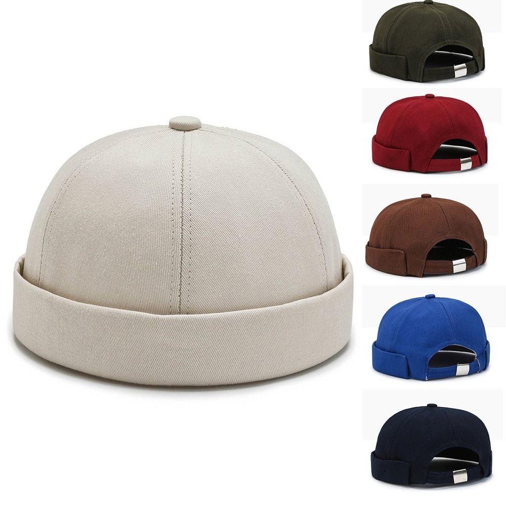 Casual Wear Cotton Brimless Hat Solid Color Vintage Brimless Skullies Cap Breathable Beanie Cap Unisex