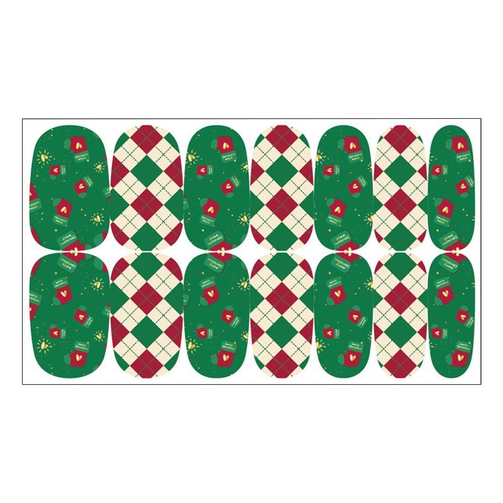 1Seet/14PCS Nail Art Christmas Nail Stickers Self-Adhesive Nail Polish Strips Full Stickers DIY