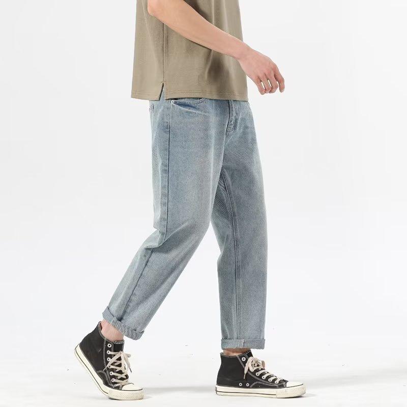 Джинсы мужские JYL Осень Американский Пэчворк Стирка Свободные Широкие Штанины Деним M