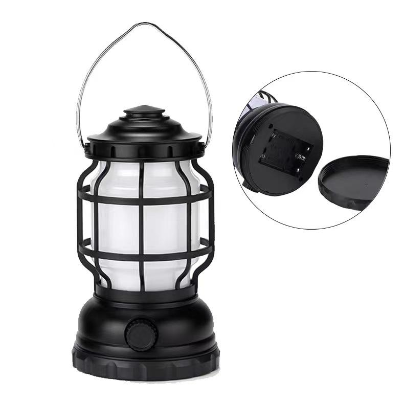 New Dual Light Source Retro Portable Horse Lantern Cross-border Led Solar Outdoor Camping Light USB Charging Emergency Light