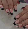 Szt. Paznokcie dociskane Krótkie sztuczne paznokcie z wzorem serca dla kobiet dziewcząt Manicure