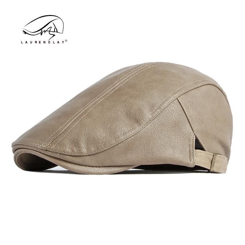 Men's and Women's British Retro PU Leather Beret - Stylish, Thickened, Warm Patent Leather Duckbill Cap for Autumn and Winter