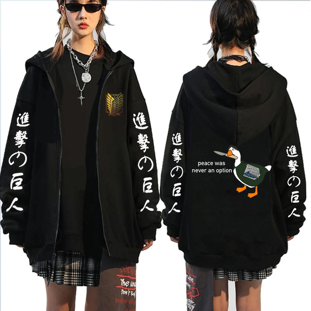 Harajuku Anime Manga Attack On Titan Levi Graphic Printed Hooded Men Women Zipper Hoodies Male Sweatshirt Manga Zip Up Jacket