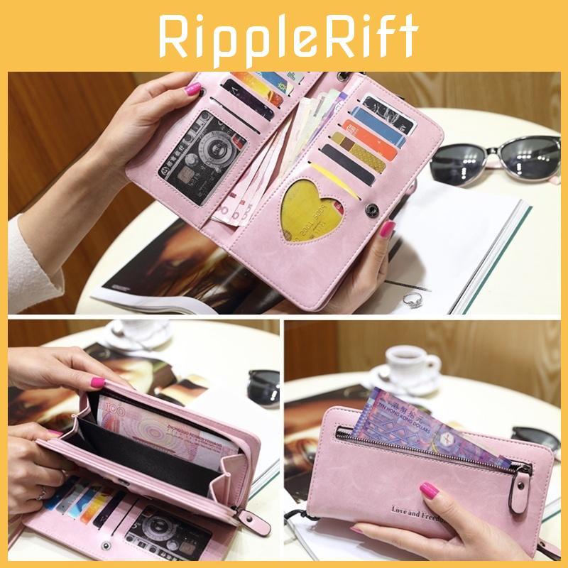 Damen Luxuriöse Leder Reißverschluss Lange Geldbörse Mit Großer Kapazität Und Riegel Handtasche