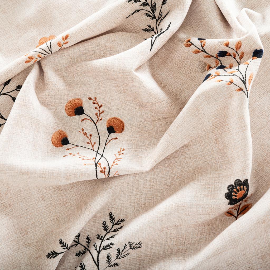 Dusoria Cotton Satin Bedding Set Beige With Plants 160X200 Cm