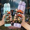 1PC Wild Mushroom Forest Scene Print 750ml Color Plastic Sports Water Bottle Leakproof Flip Straw Lid For Sports Office Home Use