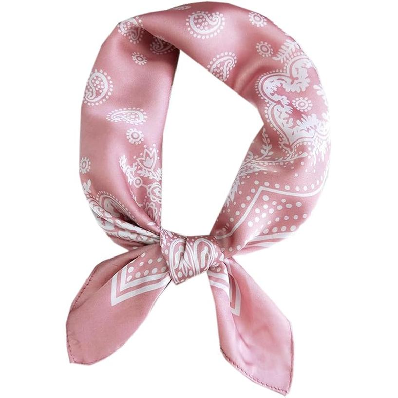 WENLOOY Square Satin Silk Feeling Hair Scarf Headscarf for Women/Men s Necktie Silk Bandanas Pocket Square Fj02-8 Pink