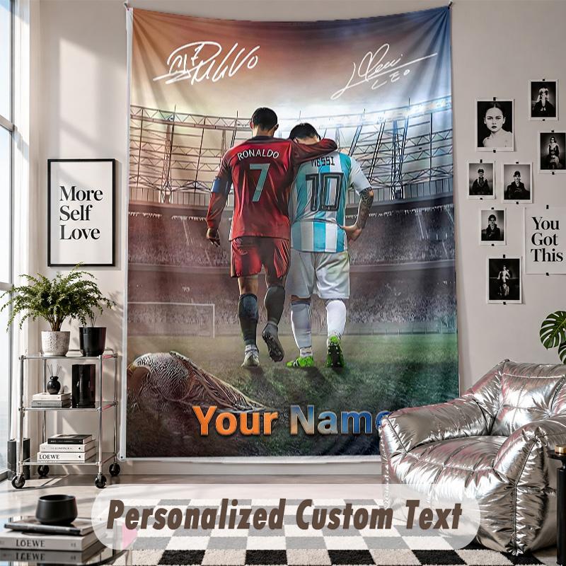 Wandbehang mit individuellem Namen & Text, Cristiano Ronaldo Dekorationstuch für das Schlafzimmer