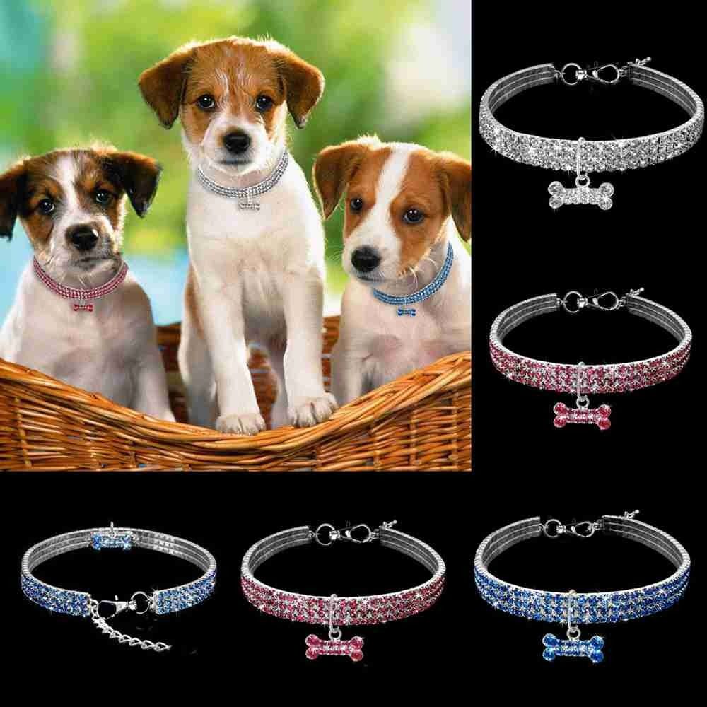 

Adjustable Rhinestones Pet Necklace Dog Supplies Crystal Diamond Pendant Dogs Rhinestone Collar