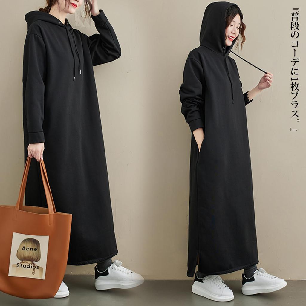 Hoodie Long Maxi Solid with Hooded Loose Casual Everyday [OGCPWYQZ] Women's Fleece-Lined Dress, Sleeves, Length, Color, Pockets, Sweatshirt,