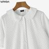 VONDA Women Lapel Collar Casual Short Sleeve Polka Dots Print Blouse