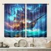 2er Set HD Meereswellen Segelboot Druck Vorhänge - Lichtdurchlässig, Stangentasche Design für Schlafzimmer, Wohnzimmer, Büro Dekor - Langlebig