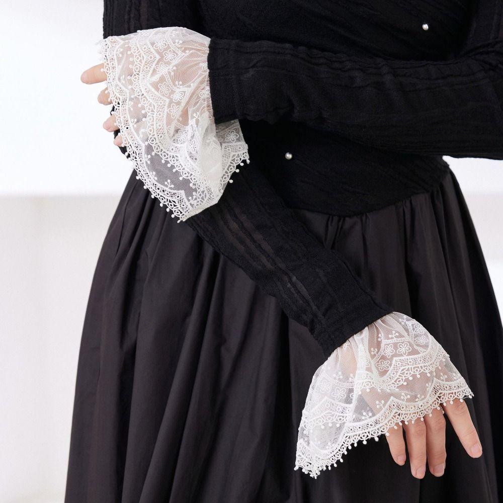 Pleated Lace Fake Cuffs Flower False Cuff Sleeve Gift Lace Sleeve  Women's Daily Wear