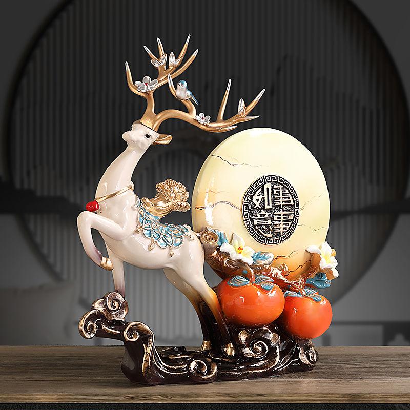 Persimmon Ruyi Persimmon Deer Resin Ornament Home Foyer Wine Cabinet TV Cabinet Decoration Store Office Crafts Housewarming Gift