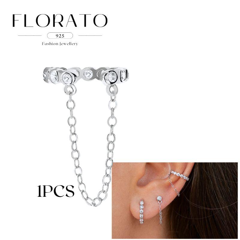 FLORATO 925 Silver Earrings Chain Tassel Pendant Earrings Zircon Silver Earrings for Women Trend Luxury Wedding Jewelry