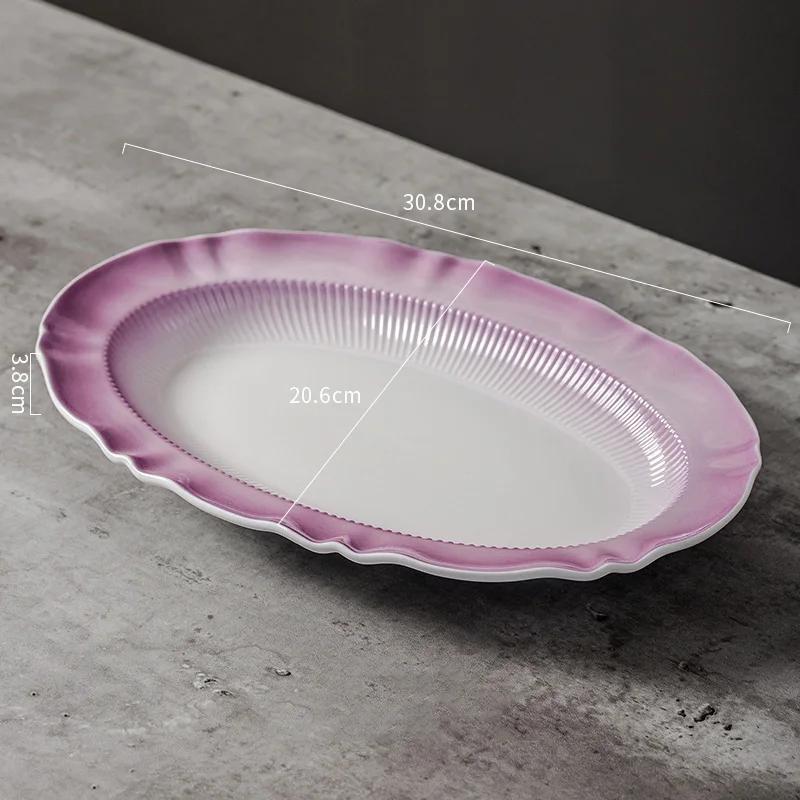 Leichter Luxus Lila Keramikteller High-End Restaurant Köstliche Gerichte Fischteller Französischer Stil Nachmittagstee Dessertteller
