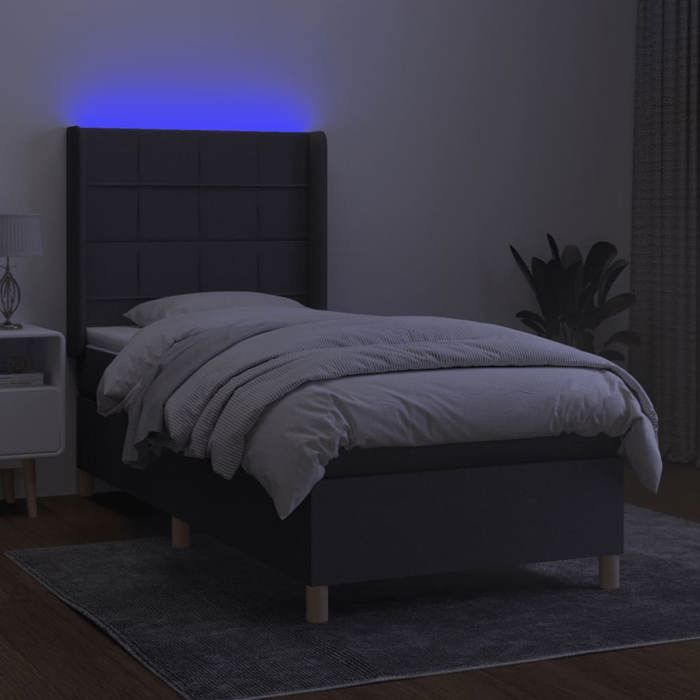 Maison Exclusive - Sommier à lattes de lit matelas LED Gris foncé 90x200cm Tissu