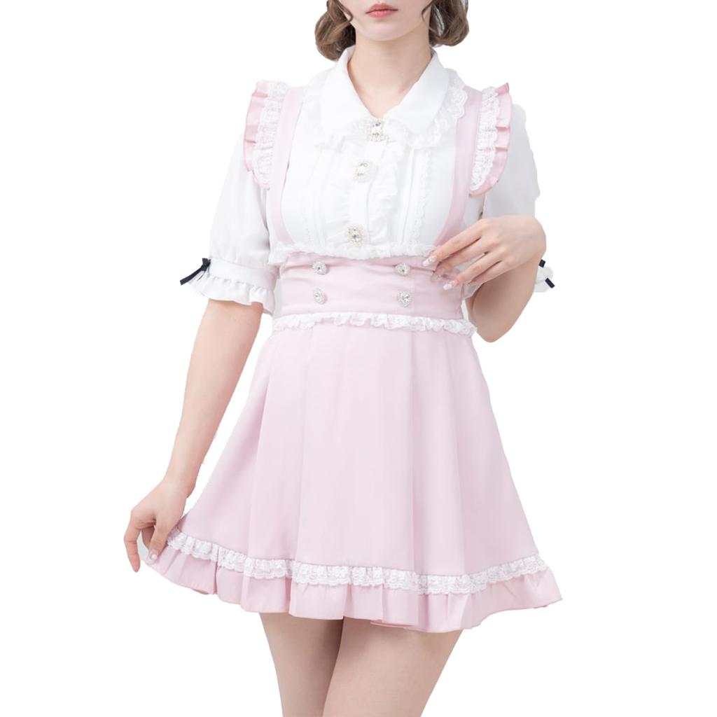 Yumetenbo Heart Jewel Lace Skirt, Mini Skirt, Flared Skirt, Women's, Mass-Produced Clothing, Landmine Style, Plus Sizes LL 3L