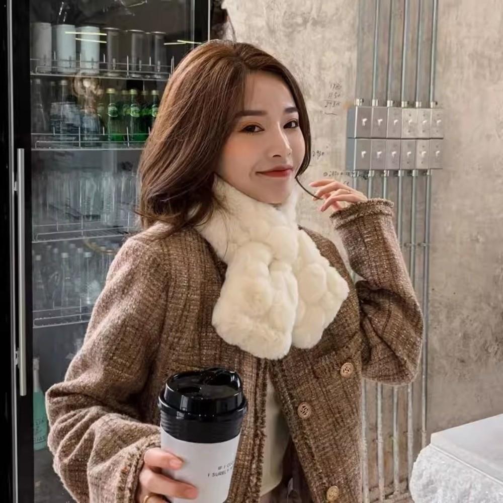 Thickened Cross Scarf Cold-proof Knitted Neckerchief Elegant Neck Collar  Outdoor