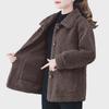 Lambskin Ladies Granular Fleece Cardigan Coat - Autumn/Winter Short Style for Middle-Aged Women