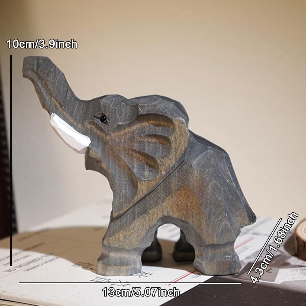 Hand Carved Wooden Elephant Statue Figurine Hand Painted Home Decor Lucky Feng Shui Sculpture Craft Ornament Desk Home Decor