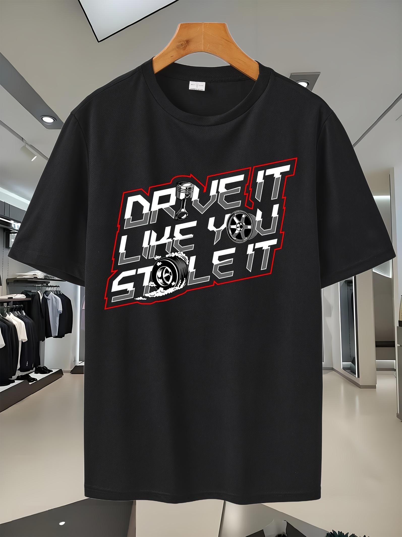 Navy Blue Drive It Like You Stole It Graphic T-shirt - Breathable Mesh M