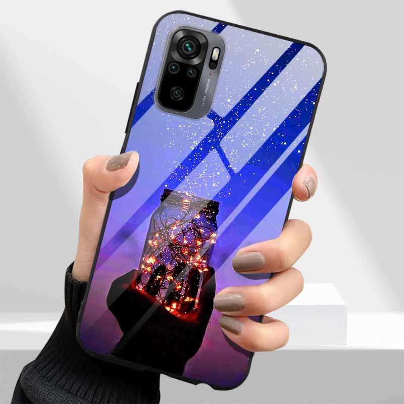 Tempered Glass Phone Cases for Xiaomi Redmi Note 10 11 Pro 10T 10s 11s Note11 11Pro Cover Hard PC Back Coque Note10 10 s 10Pro