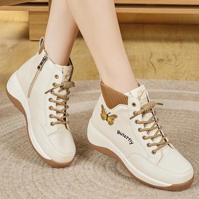 Autumn/Winter 2025 Women's Fashion Butterfly Wedge Boots - Thick Sole, Comfortable Fit