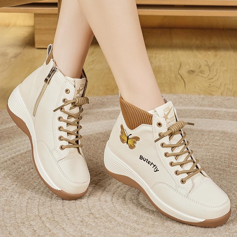 Herbst/Winter 2025 Damenmode Butterfly Wedge Stiefel - Dicke Sohle, Bequeme Passform