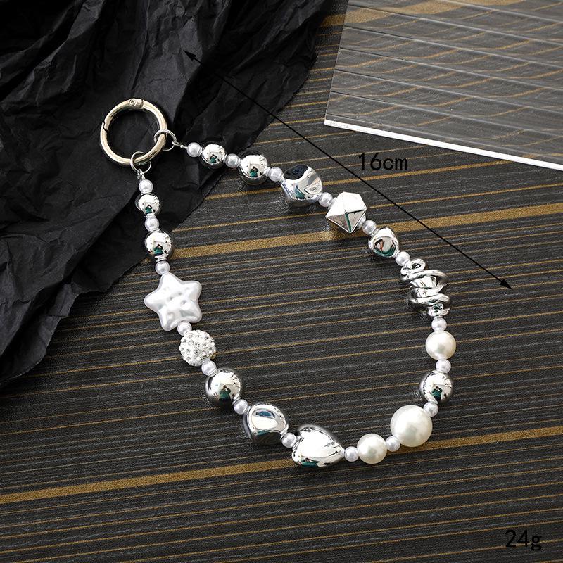 New Pearl Bow Beaded Pendant Phone Case Charm Wrist Strap Lanyard