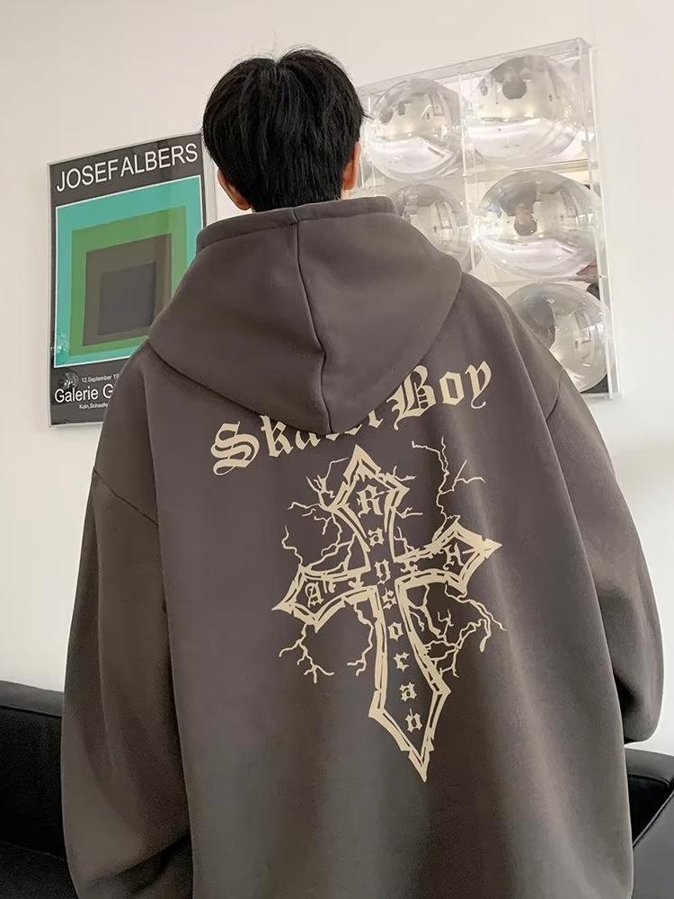 High-End European & American Streetwear Hoodie for Men - Oversized, Heavyweight, Trendy Autumn/Winter Jacket