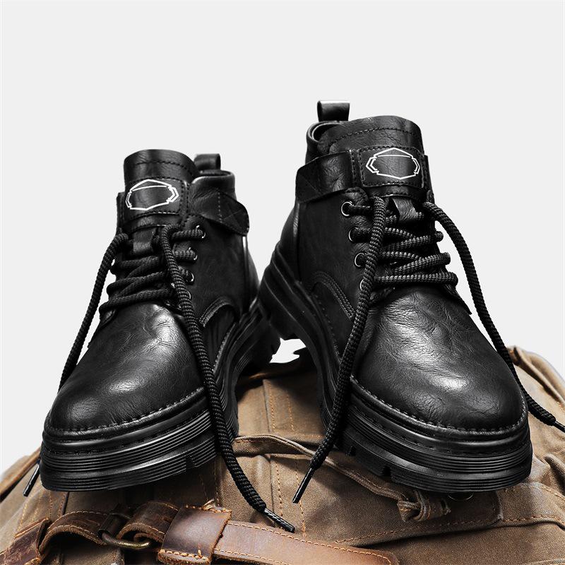 

Путяньская мужская ретро-кожаная обувь Осень 2025: Трендовые повседневные рабочие ботинки в британском стиле с толстой подошвой и увеличением роста. 41