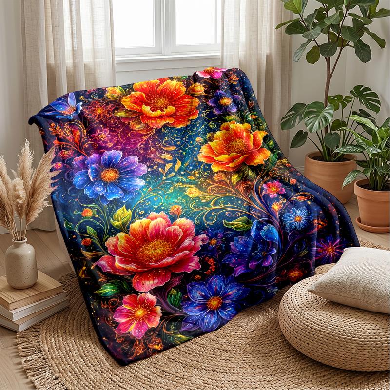 Vibrant Floral and Butterfly Design Theme blanket Lightweight Warm Flannel Blanket Decorative Throw Blanket for Home Decoration