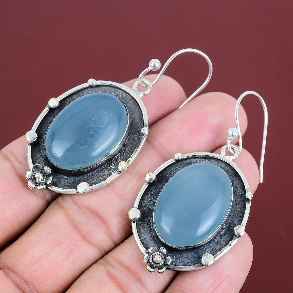 Aquamarine Earring Original Gemstone Jewelry 925 Sterling Silver Earring Handmade Earring Aquamarine Jewelry Dangle Earring Gifts For Friend