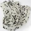 Clef Printed Women Neck Scarf Sheet Shawl Music Note Printed Scarf Muffler Chiffon Silk Scarf